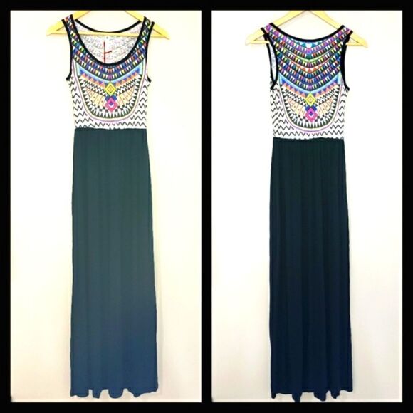 Vanilla Bay NWT Sleeveless Multicolored Print Scoop Neck Maxi Small and Large - Picture 1 of 11